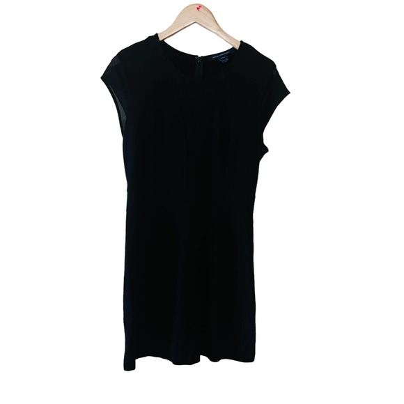 French Connection Dresses & Skirts - French Connection Mesh Detail Cap Sleeves Sheath Dress Size 10 Black